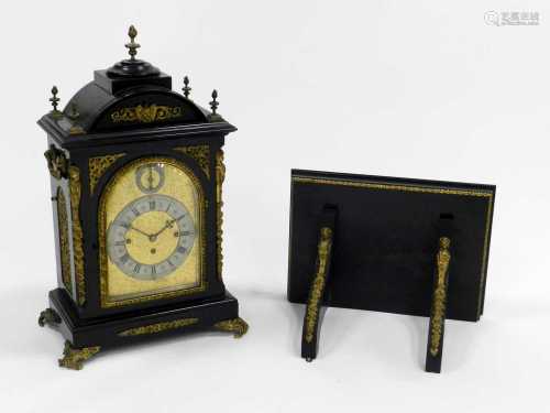 An imposing late 19th century, 18th century style, ebonised and gilt metal mounted, three-train