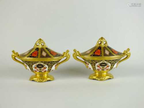 A pair of Royal Crown Derby tureens and covers