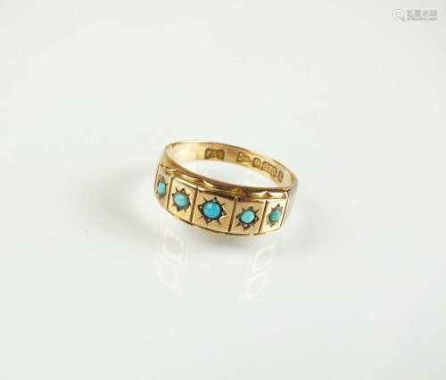 A Victorian 9ct gold turquoise ring