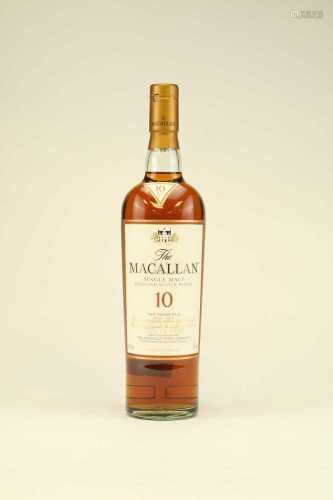 The Macallan ten year old single malt whisky, one bottle