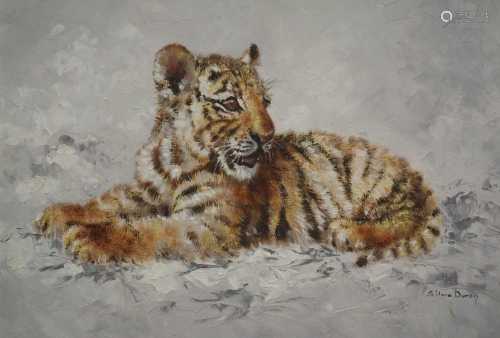 Silvia Duran (Spanish Contemporary) Tiger Cub oil on canvas