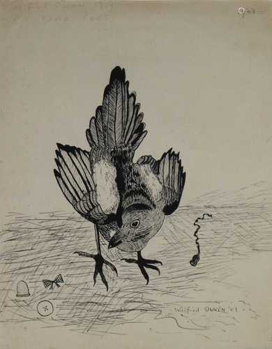 Wilfred Owen (British 1893-1918), Ink Sketch of a Bird