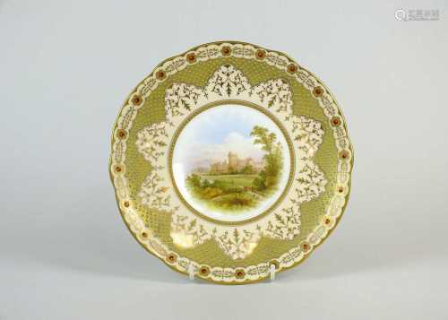 Coalport 'Windsor Castle' jewelled cabinet plate