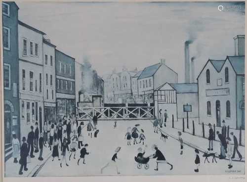 L.S. Lowry (British 1887-1976) Level Crossing Burton-on-Trent Signed Print