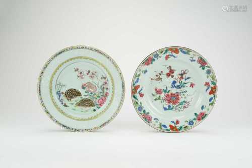 Two Chinese famille rose plates, 18th century