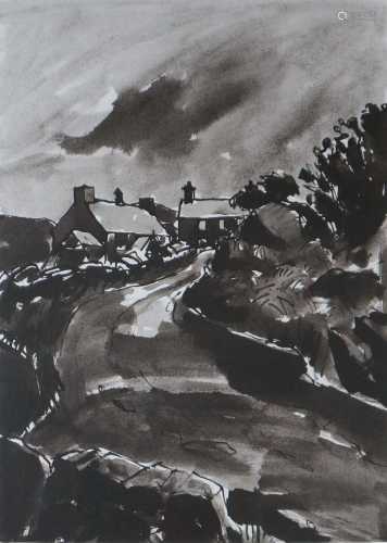Sir Kyffin Williams KBE RA (Welsh School 1918-2006) Cottages in a Lane Artist Proof Signed Print