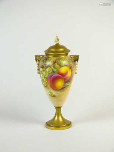 Royal Worcester fruit-decorated vase and cover