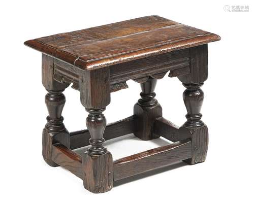 A rare Charles I oak child's joint stool