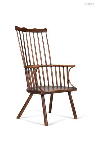 An ash and elm 'comb' back Windsor chair