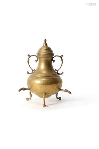 A Dutch brass twin handled tea-urn