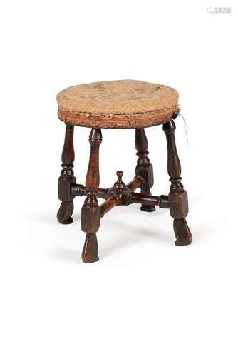 A Queen Anne walnut and beech stool