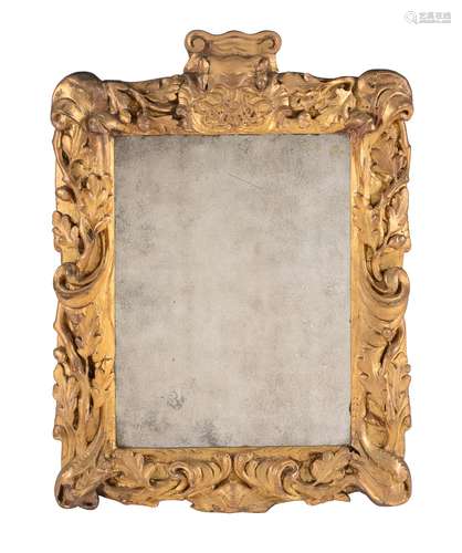 A William & Mary carved giltwood wall mirror