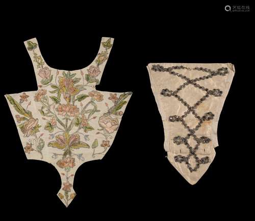 An embroidered stomacher panel