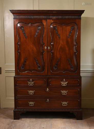 A George II mahogany linen press