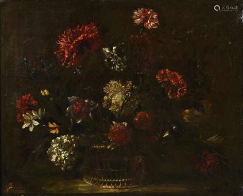 Follower of Nicolas Baudesson, Still life of flowers in a basket