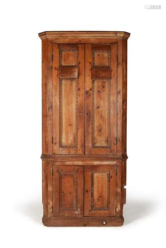 A George II pine standing corner cupboard