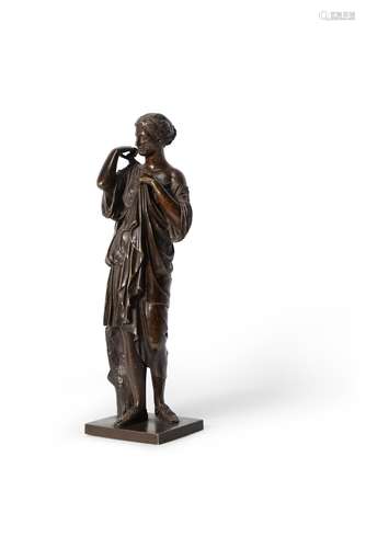 A French or Italian patinated bronze model of Diana de Gabies