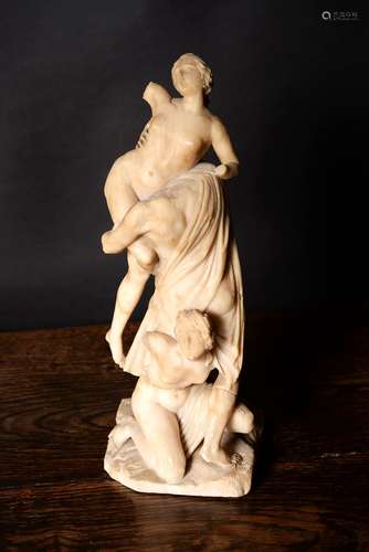 An Italian sculpted alabaster model of the Rape of the Sabine women