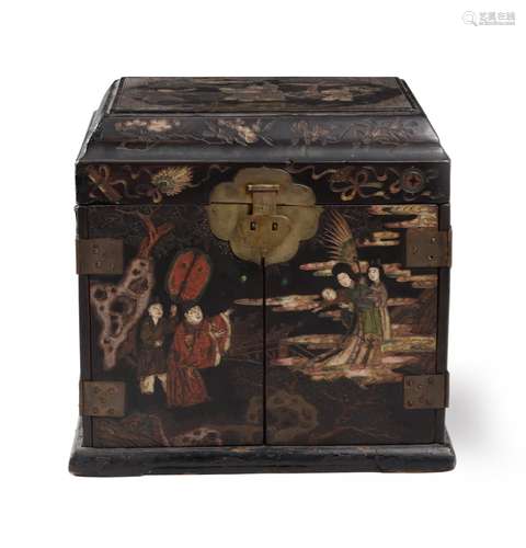 A Chinese Export Coromandel lacquered table cabinet