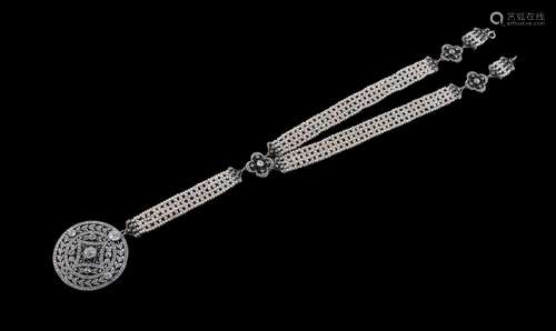 A Belle Époque diamond and seed pearl necklace