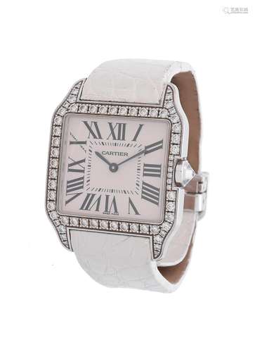 Y Cartier, Santos Dumont, ref. 2858, an 18 carat white gold and diamond wrist watch