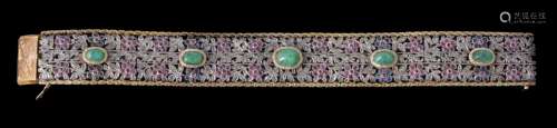 A 1930s Italian diamond, sapphire, emerald and ruby bracelet