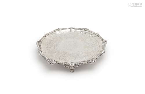 A late George III silver shaped circular salver by William Burwash