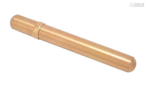 Ludwig Muller, a Swiss gold coloured individual cigar tube or case by Ludwig Muller SA