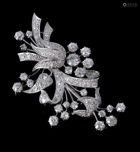 A diamond floral spray brooch