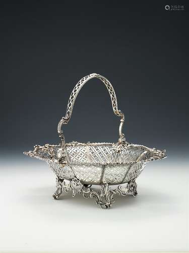 A George III silver swing handled basket by William Plummer