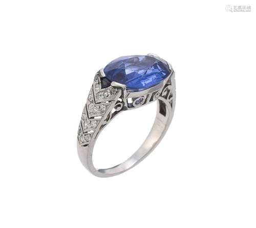 A French Art Deco sapphire and diamond dress ring