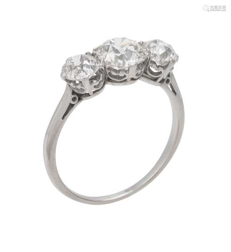 An early 20th century three stone diamond ring