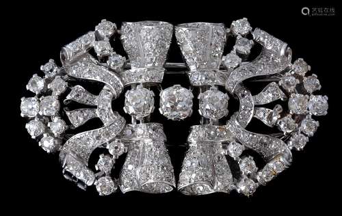 A 1950s Italian diamond double clip brooch