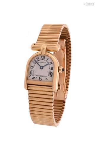 Cartier, Cloche, a lady's 18 carat gold bracelet watch