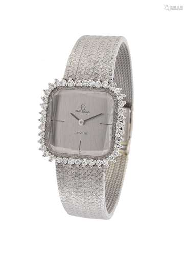 Omega, De Ville, ref. 8266, a lady's white gold coloured and diamond bracelet watch