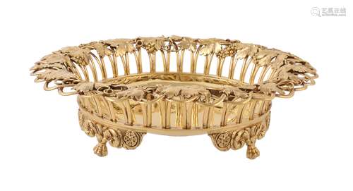 A George IV silver gilt circular dessert basket by William Eley & William Fearn