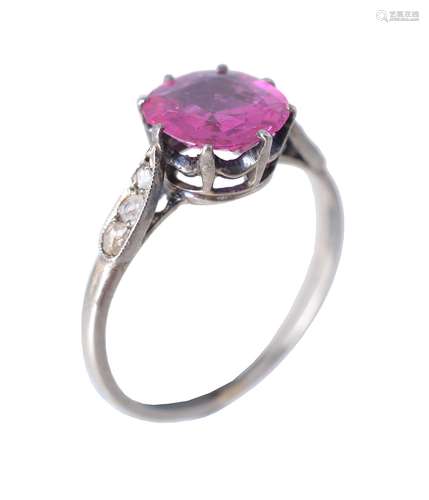 An early 20th century pink sapphire and diamond ring