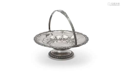 A George IV silver shaped circular pedestal basket by Joseph Craddock