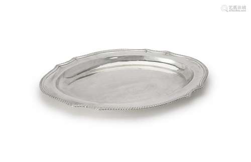 A George III silver shaped oval meat dish by John Houle