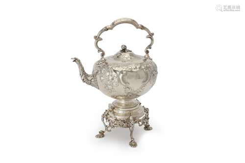 Y A Victorian silver spherical kettle on stand by Martin, Hall & Co.