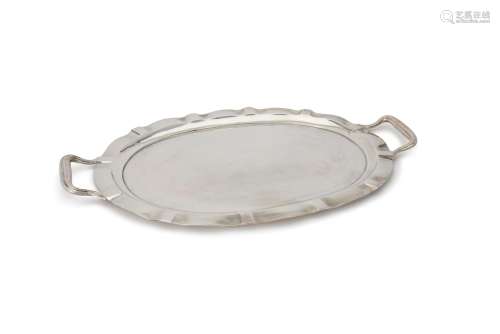 An Austro-Hungarian silver shaped oval twin handled tray by Vinzenz Mayer's Söhne