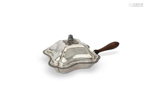 A late George III silver shaped square vegetable dish, divider and cover by Richard Sibley I