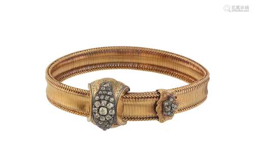 A 19th century gold and diamond jerretière bracelet