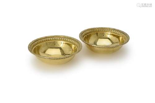 A pair of George III silver gilt circular bowls by William Pitt