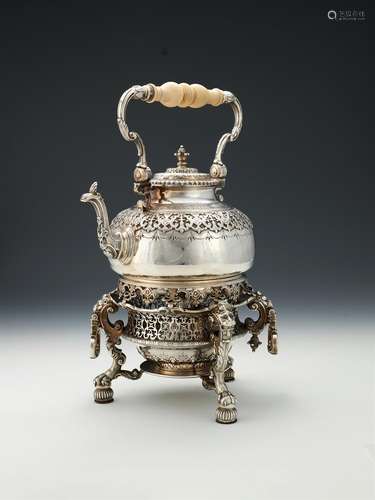 Y A Victorian silver kettle on stand by Henry William Curry