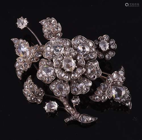 A Victorian floral spray brooch