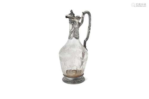 A French silver mounted glass claret jug by Edmond Tetard