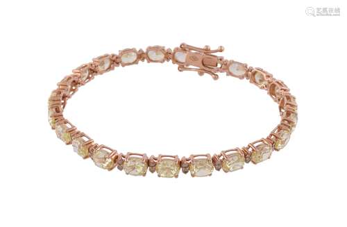 A yellow diamond and diamond tennis bracelet by Crivelli