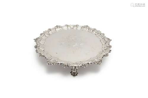 A George II silver shaped circular salver by John Swift