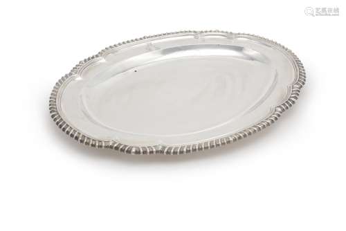 A George III silver shaped oval meat plate by John Wakelin & William Taylor
